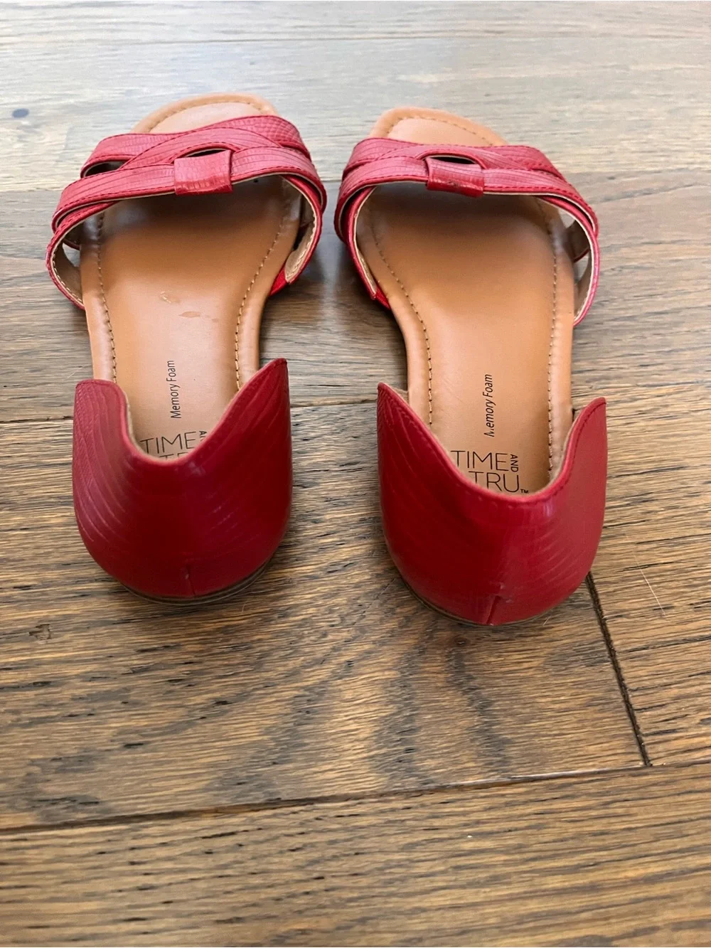 Time and Tru Red Women's Braided D'Orsay Sandals